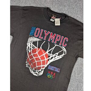 Vtg USA Olympic Basketball T-Shirt Men XL Black Graphic JCPenney Made in USA NWT